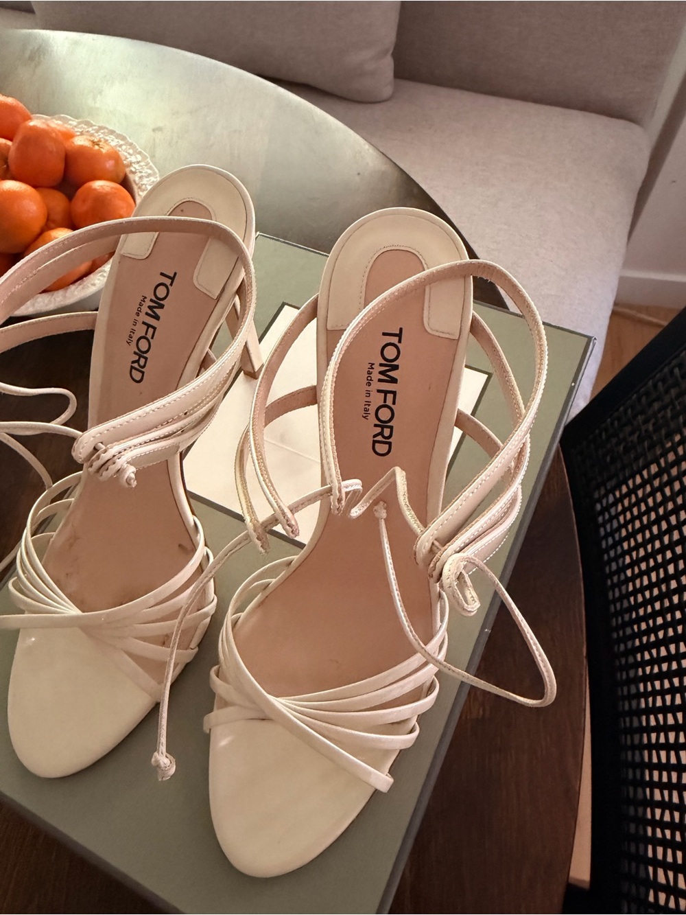 Tom Ford Blush Nude Strappy Lace-Up Stiletto Sandals - Picture 2 of 3
